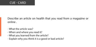Describe an article on health that you read from a magazine or online
