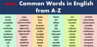 Short Most Common Vocabulary