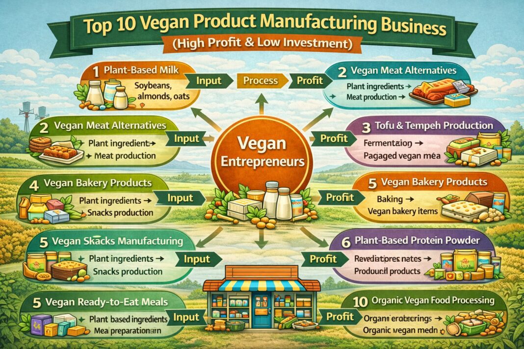 Top 10 Vegan Product Manufacturing Business (High Profit & Low Investment) Top 10 Vegan Product Manufacturing Business (High Profit & Low Investment)