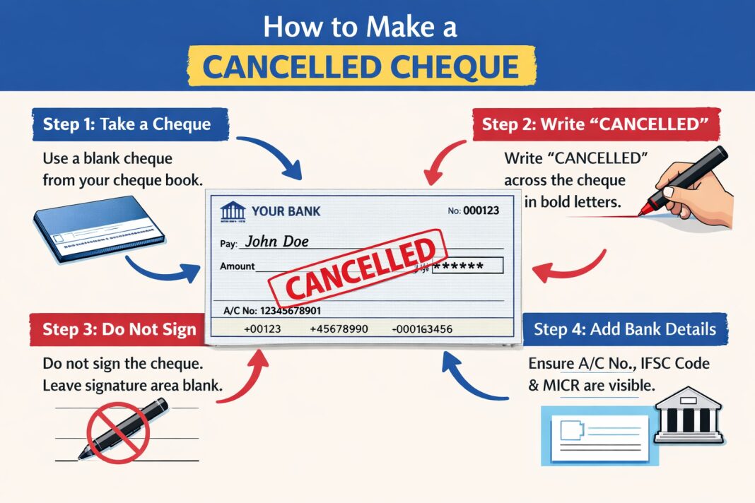 Cancelled Cheque क्या हैं कैसे बनाएं How to Make Cancelled Cheque क्या हैं कैसे बनाएं How to Make