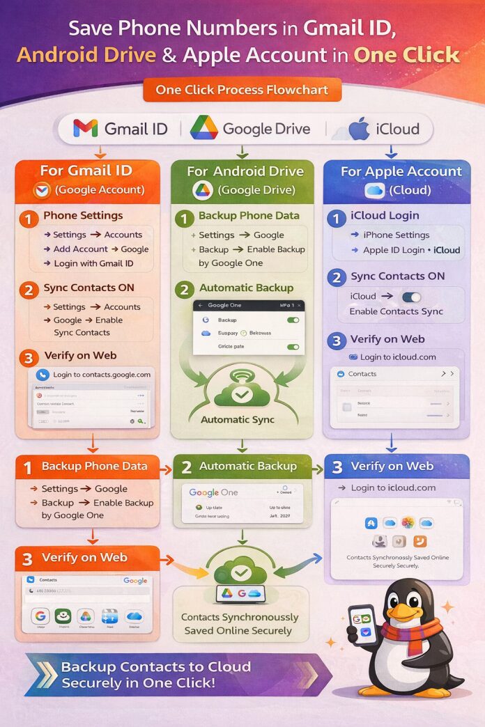 Save Phone Numbers in Gmail ID, Android Drive & Apple Account in One Click Save Phone Numbers in Gmail ID, Android Drive & Apple Account in One Click